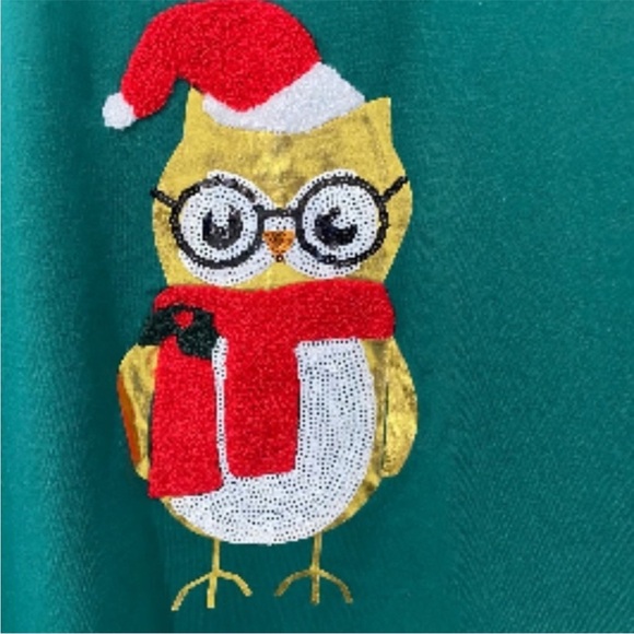 Workshop Republic Sequin Owl Christmas Holiday Sweatshirt NWOT Size S - Picture 3 of 6